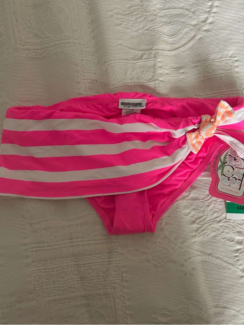 Striped Pink Swim Bottoms with Side Tie